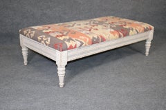 White Painted Carved French Directoire Style Bench Coffee Table Ottoman
