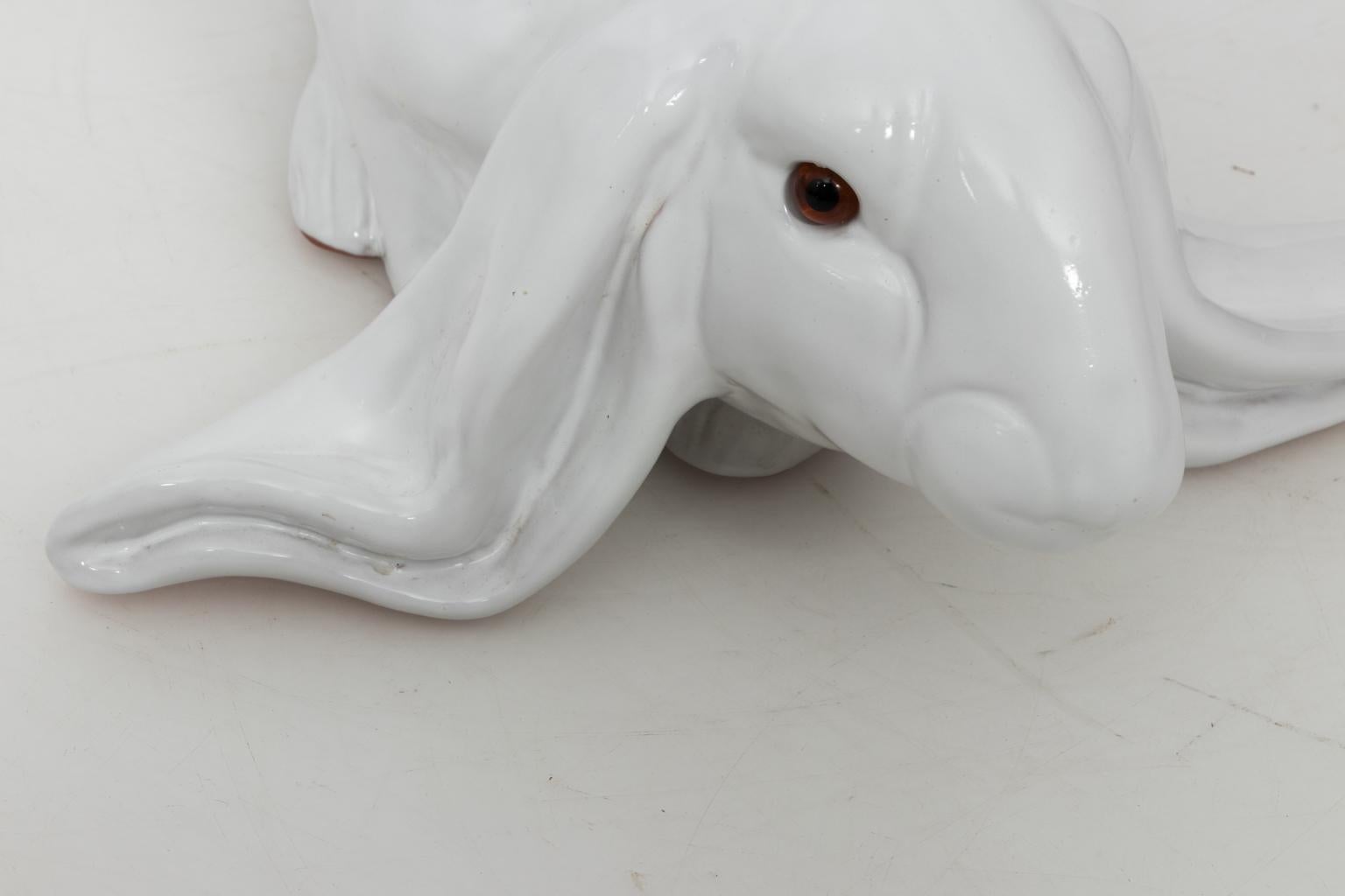 Glazed White Painted Ceramic Bunny
