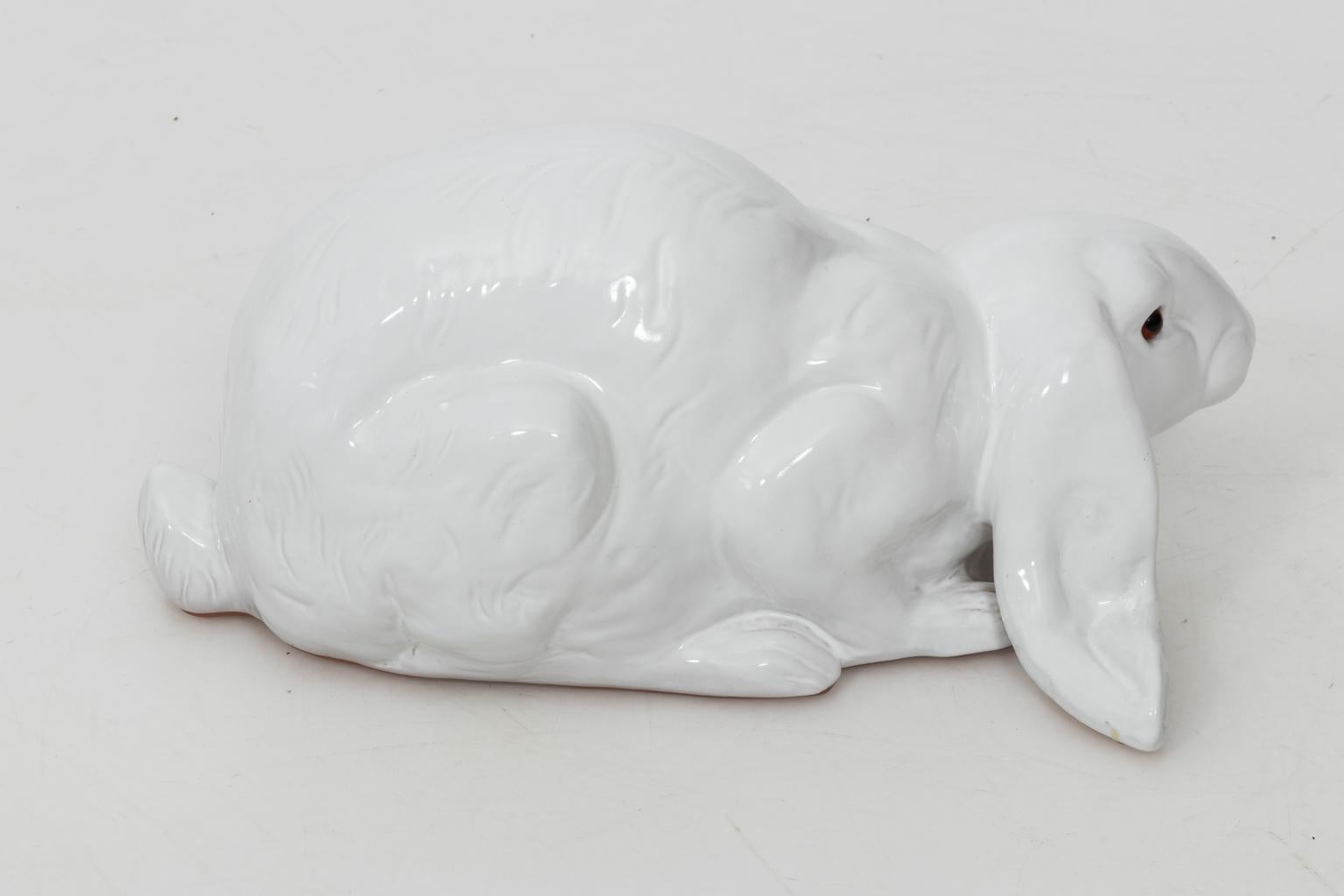20th Century White Painted Ceramic Bunny