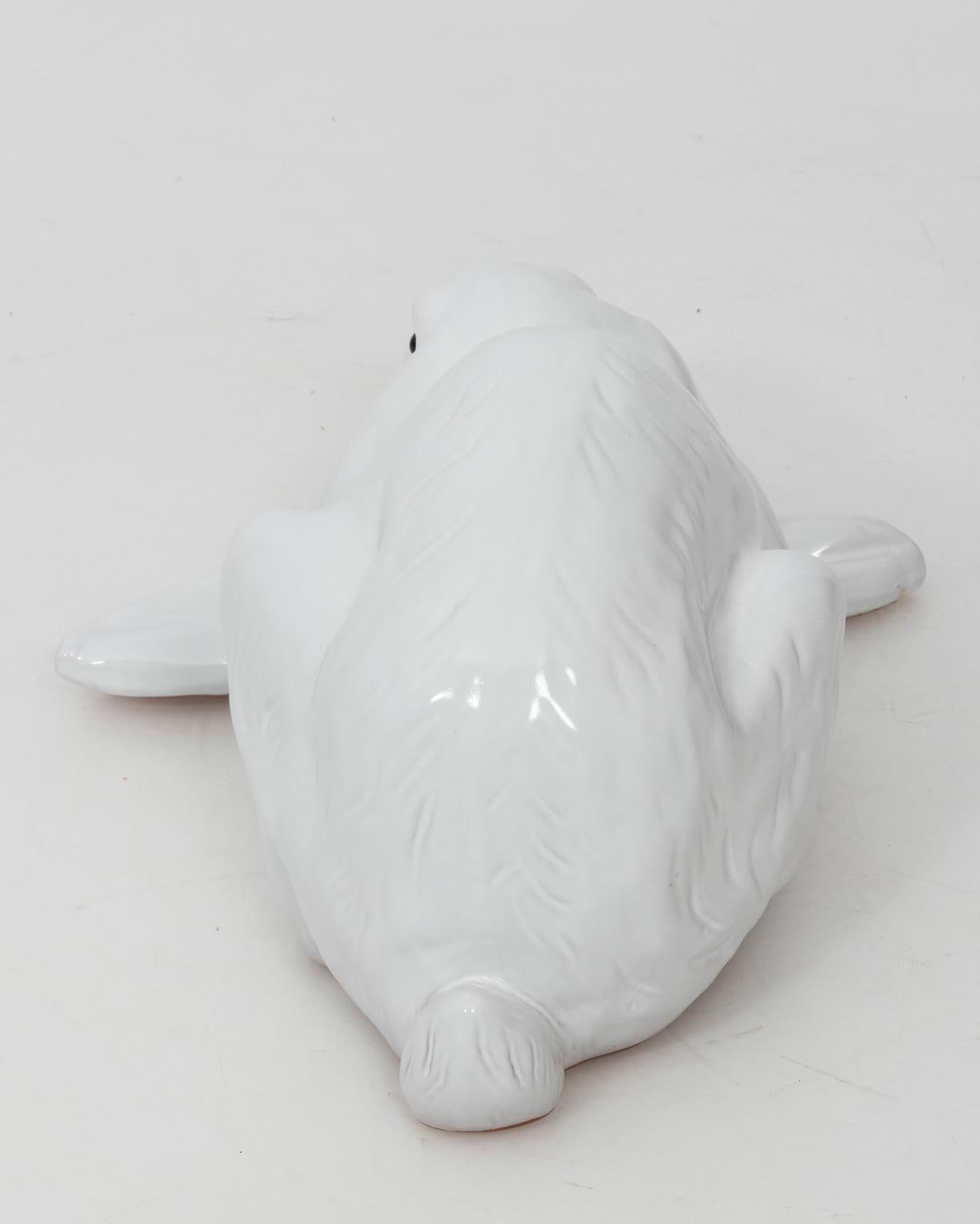 White Painted Ceramic Bunny 1