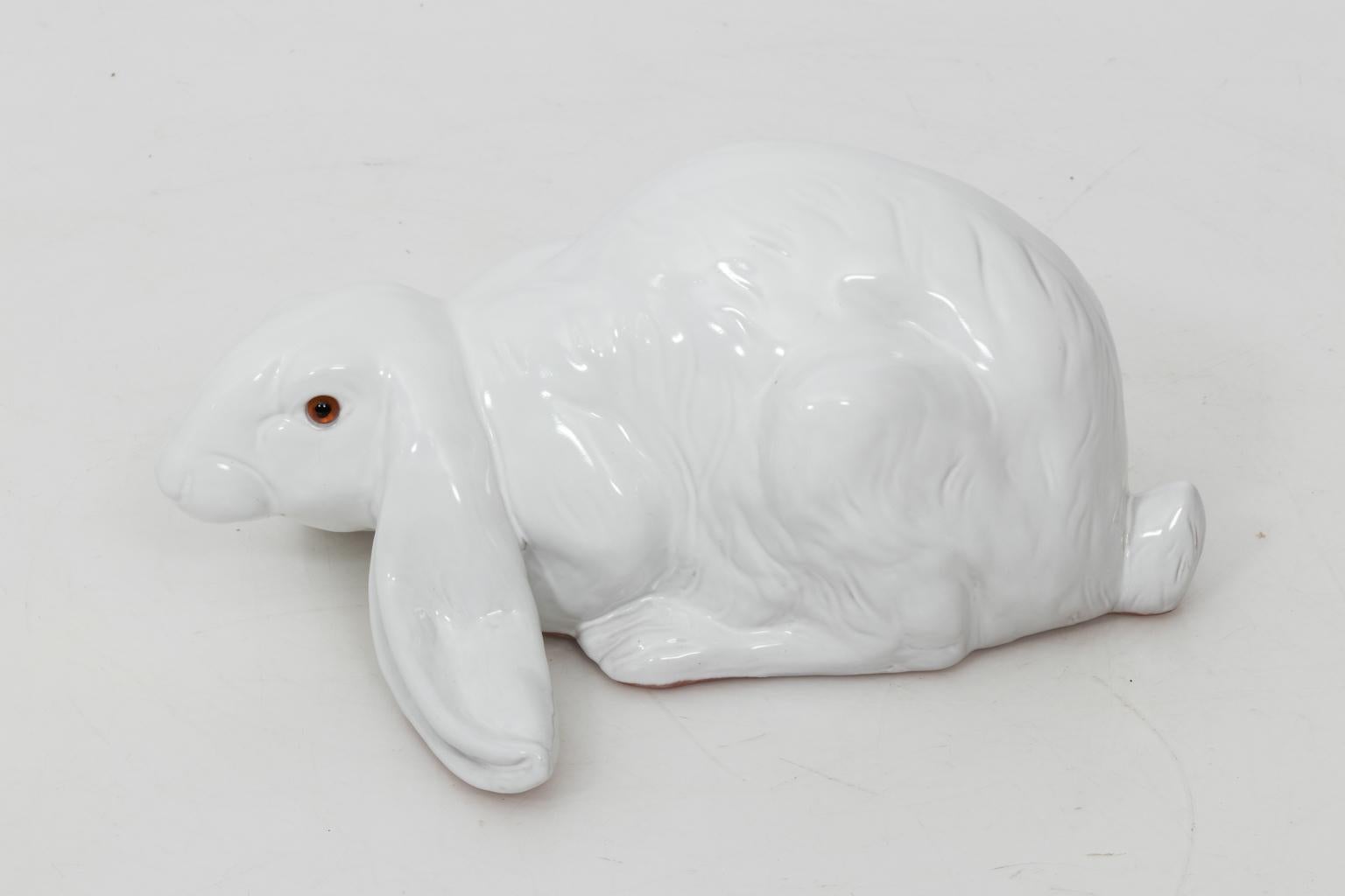 White Painted Ceramic Bunny 2