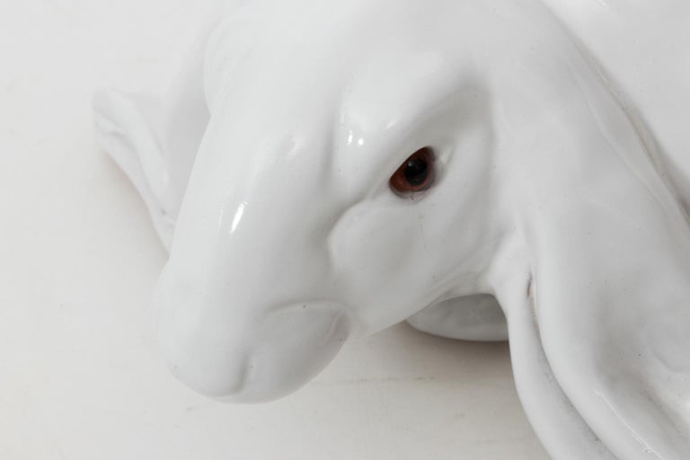 White Painted Ceramic Bunny at 1stDibs