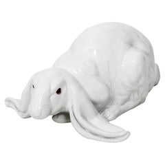 White Painted Ceramic Bunny
