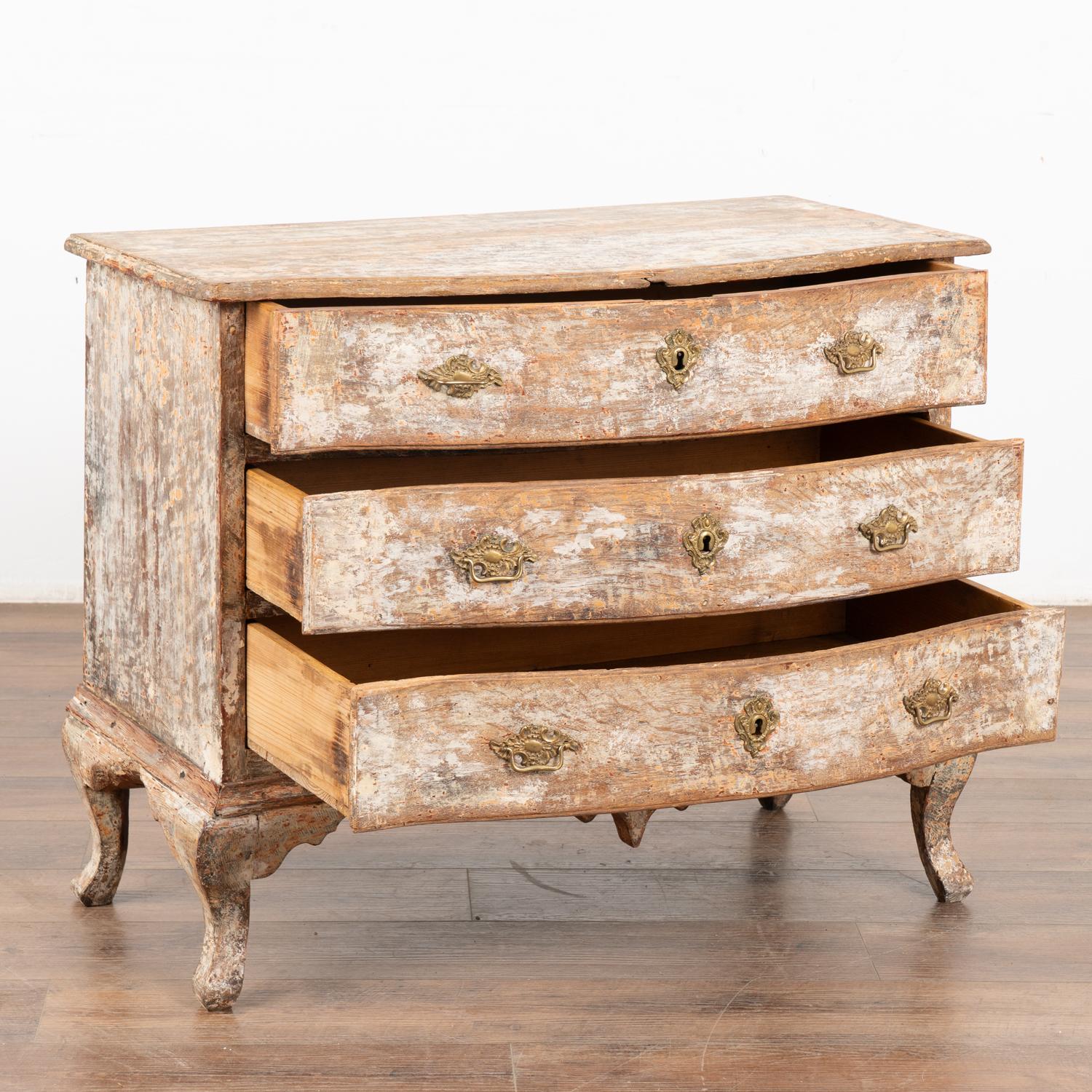 Gustavian White Painted Chest of Three Drawers, Sweden circa 1770 For Sale
