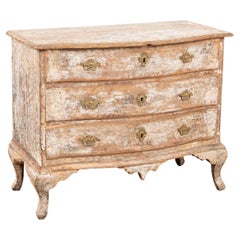 Used White Painted Chest of Three Drawers, Sweden circa 1770