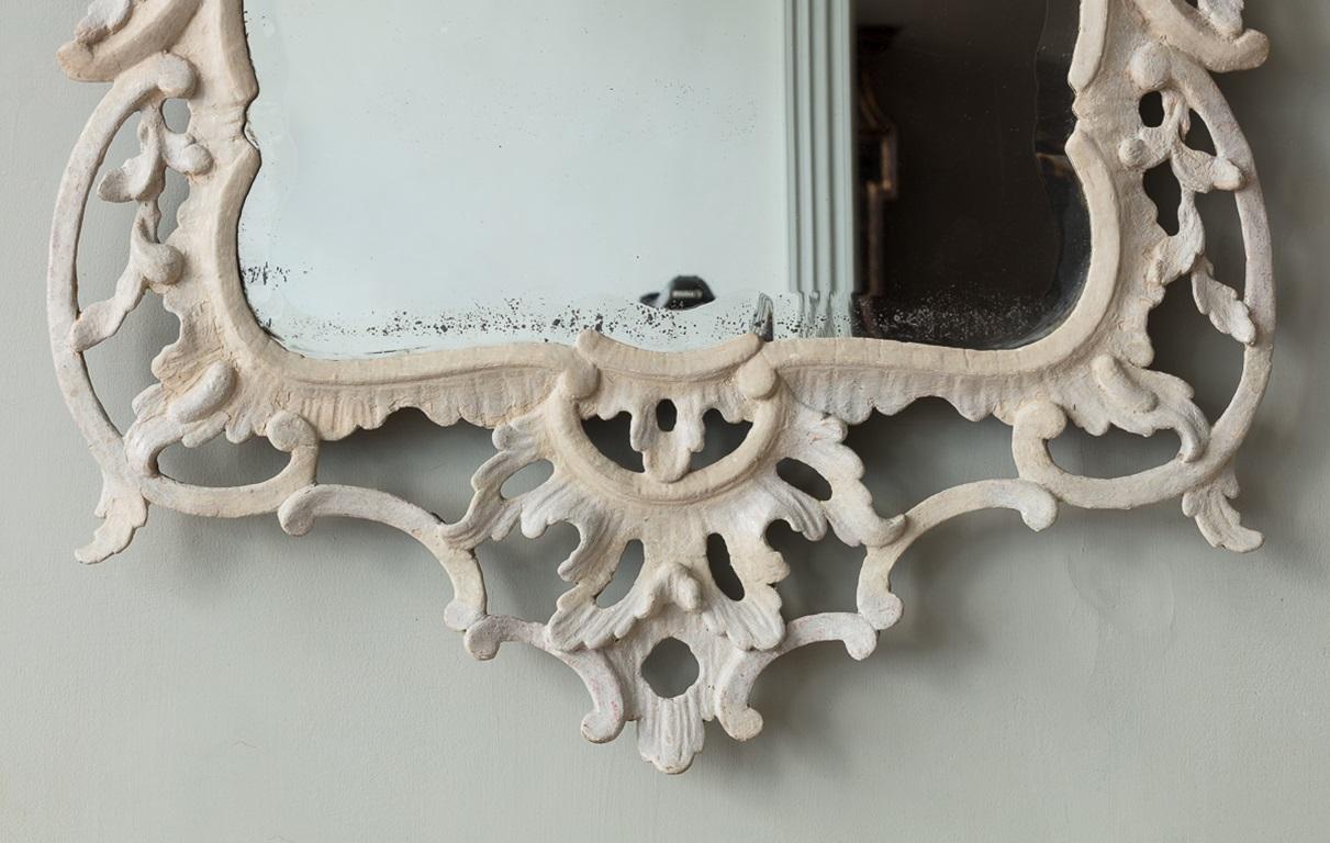 White Painted Chinese Chippendale Pier Mirror, Late 18th Century 1