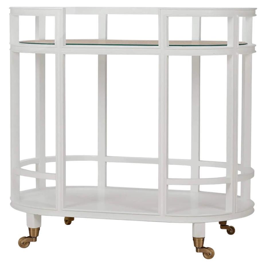 White Painted Coastal Style Bar Cart For Sale