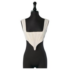 White painted cotton mesh boned bustier with back laces GAULTIER JEANS