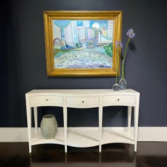 White Painted Curved Console Table