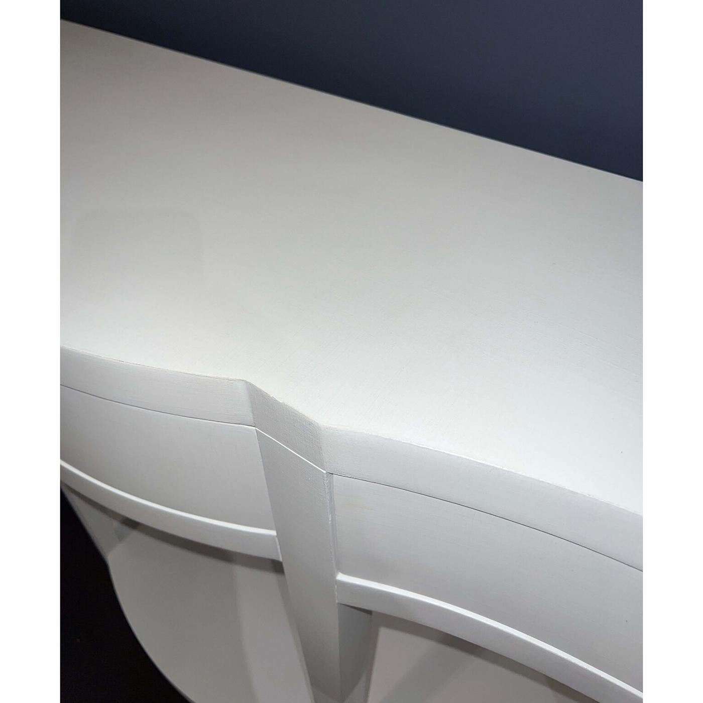 Mid-Century Modern White Painted Curved Console Table For Sale