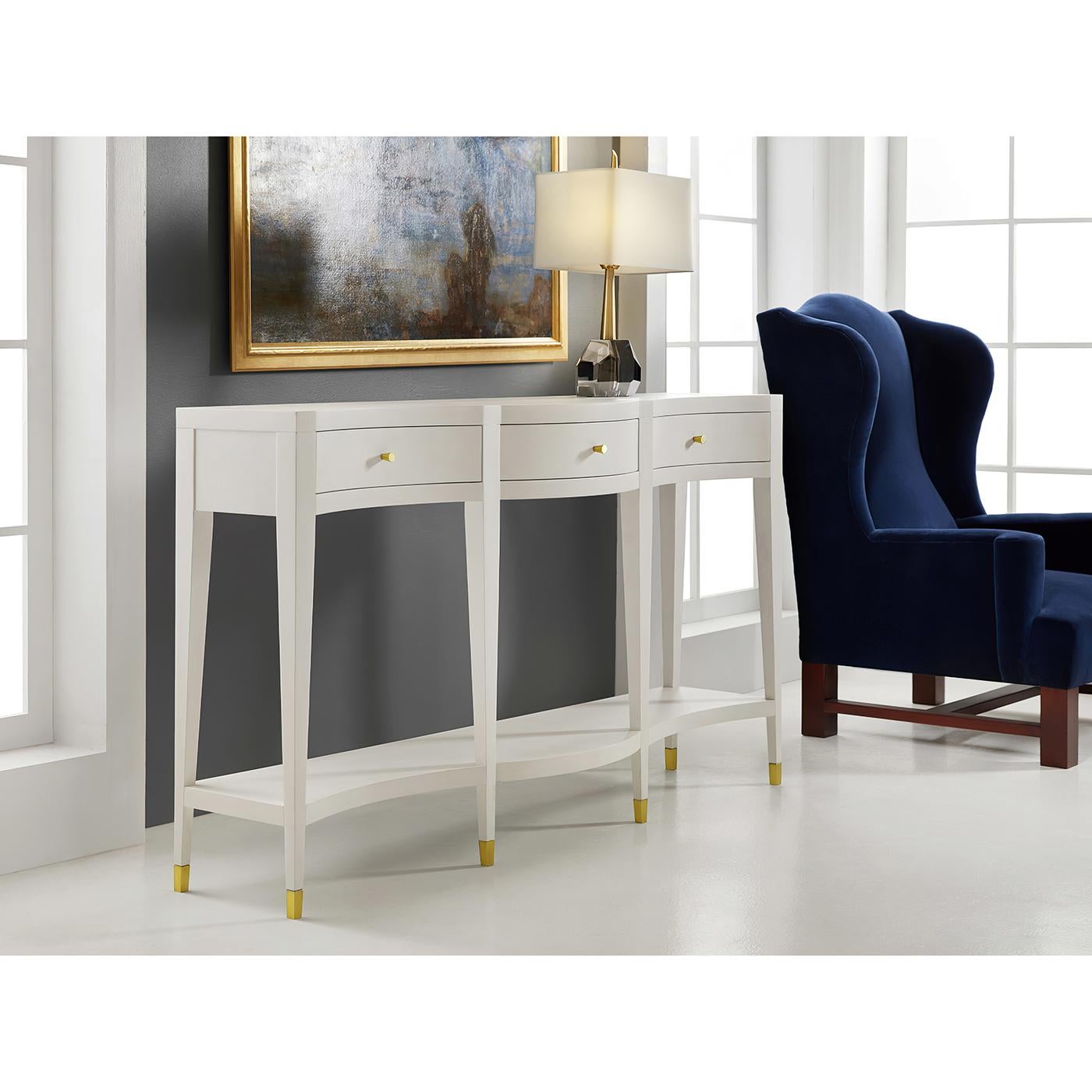 Asian White Painted Curved Console Table For Sale