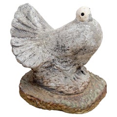 Vintage White Painted Dove Garden Ornament, Mid 20th Century