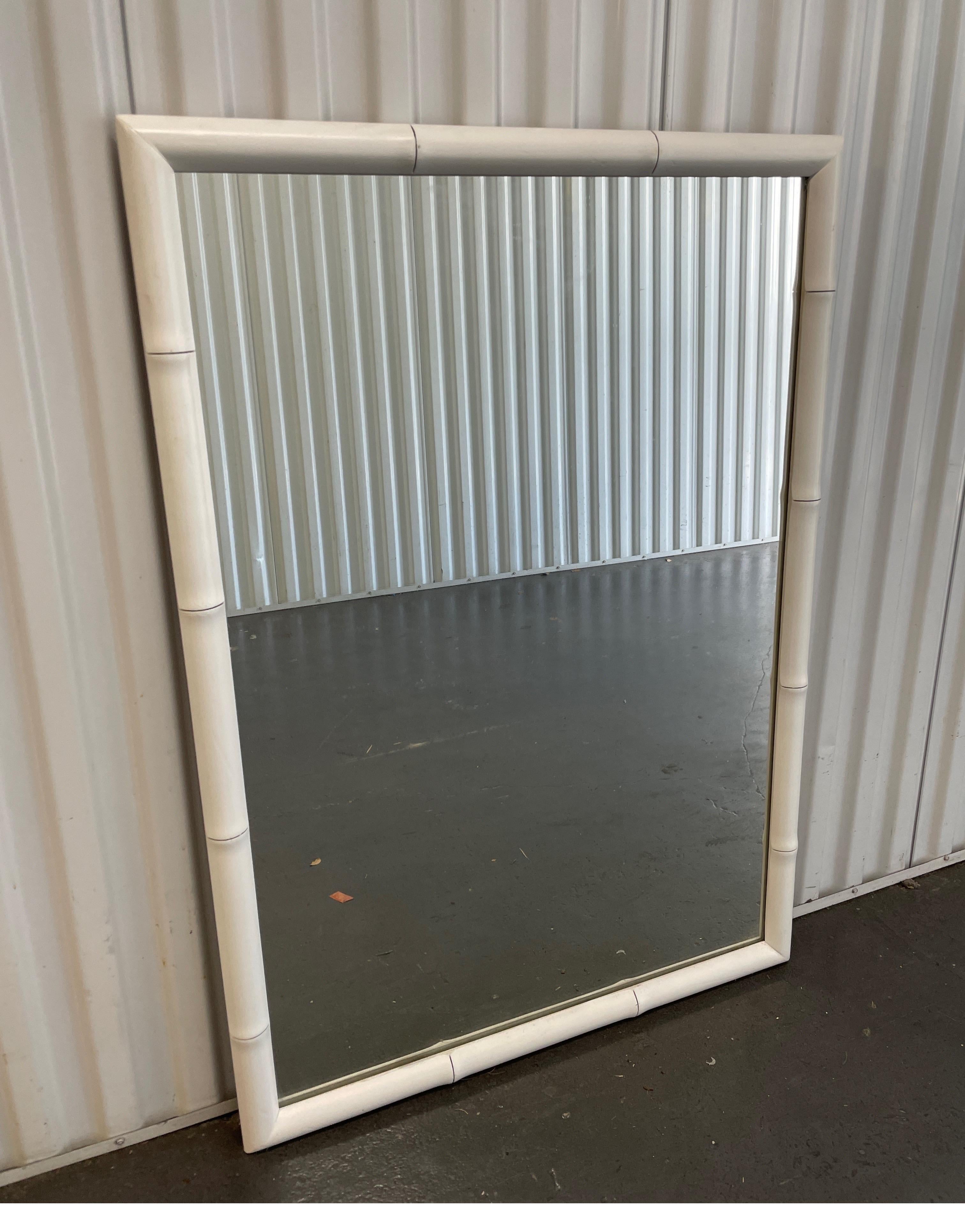 white bamboo mirror