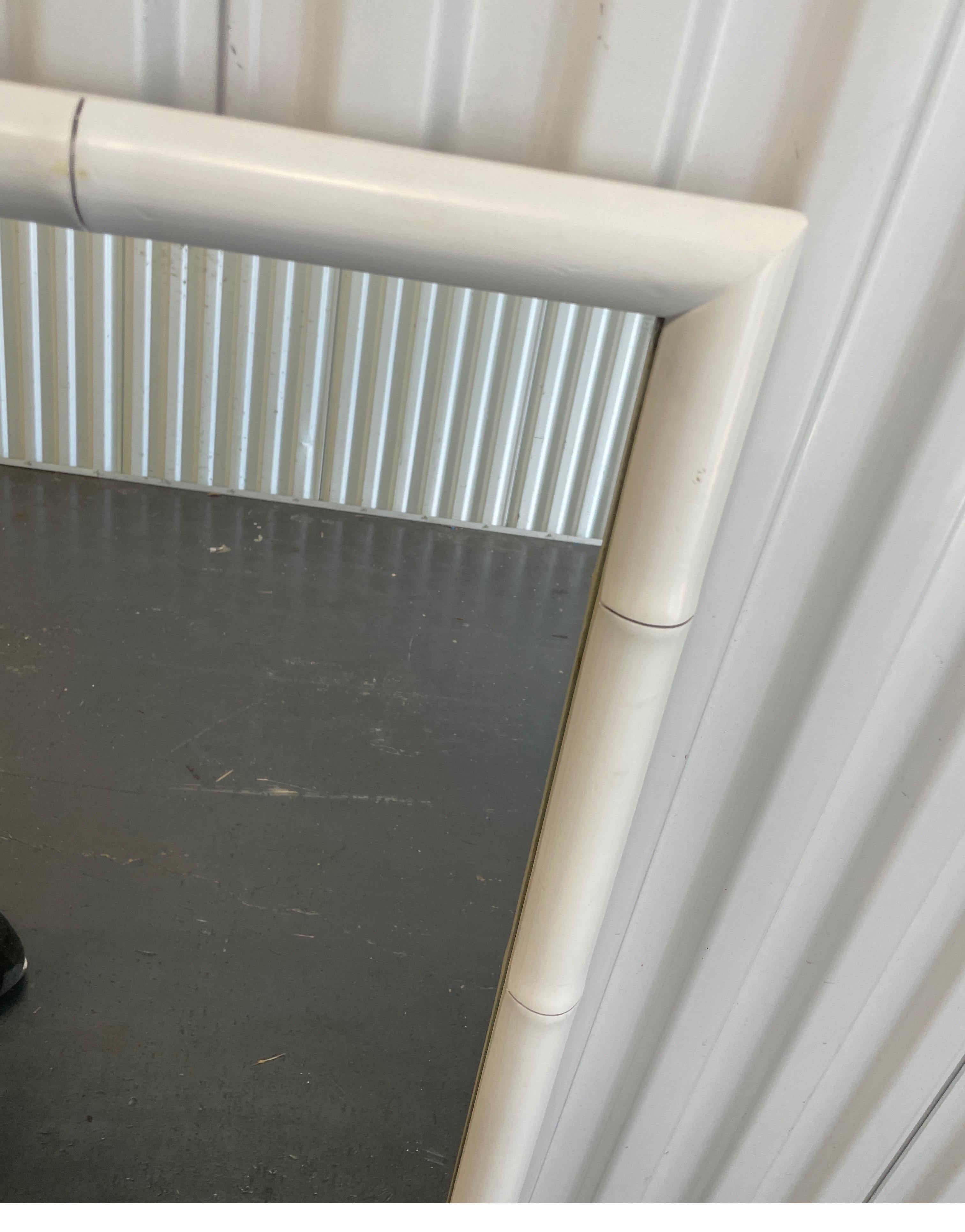 White Painted Faux Bamboo Mirror In Good Condition In West Palm Beach, FL
