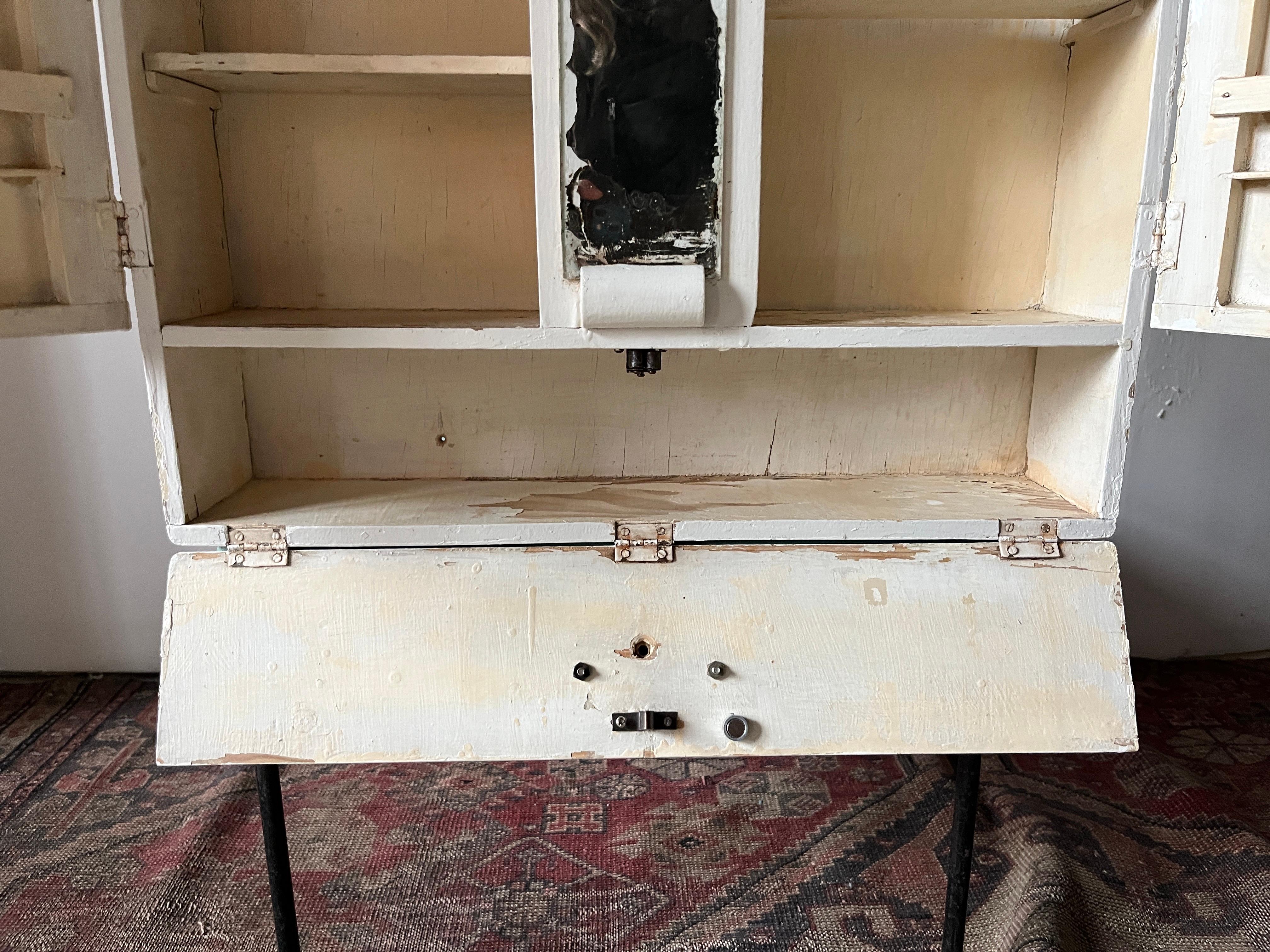 White Painted First Aid Wall-Hung Apothecary Medicine Cabinet For Sale 2