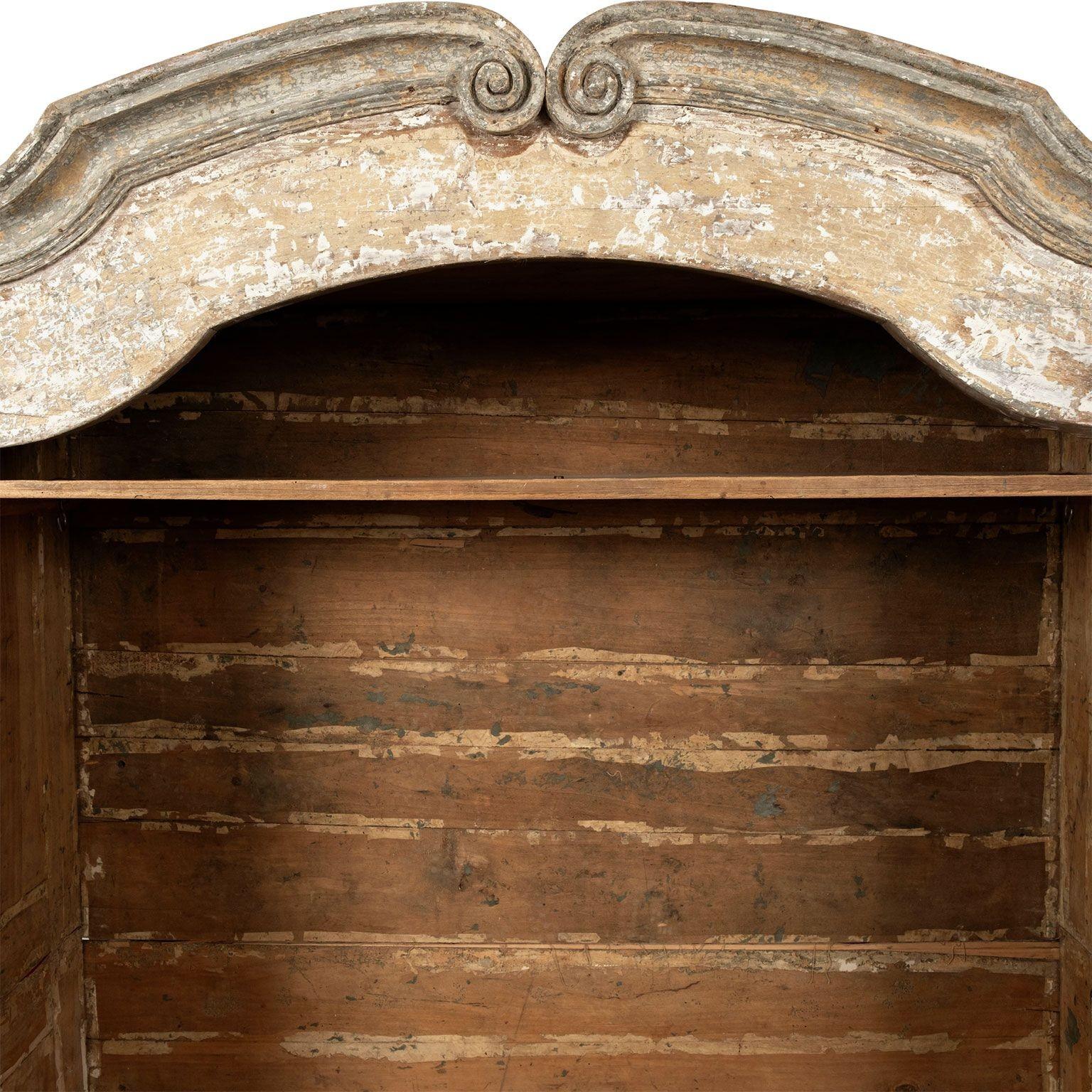 Hand-Carved White Painted French Rococo Wardrobe For Sale