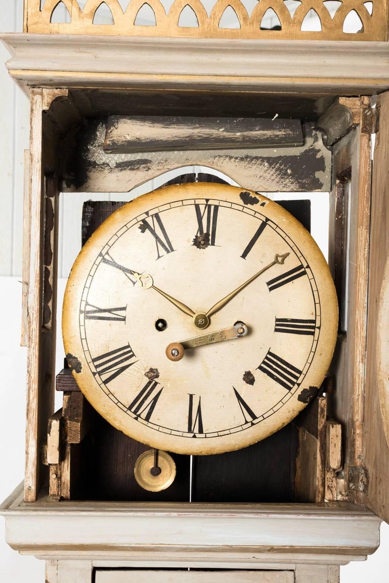 White Painted Grandmother Clock For Sale at 1stDibs