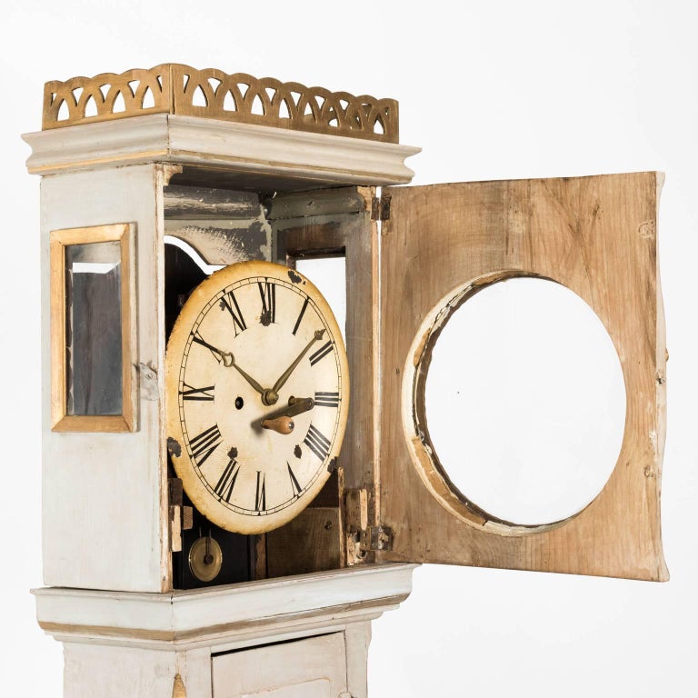 White Painted Grandmother Clock For Sale at 1stDibs