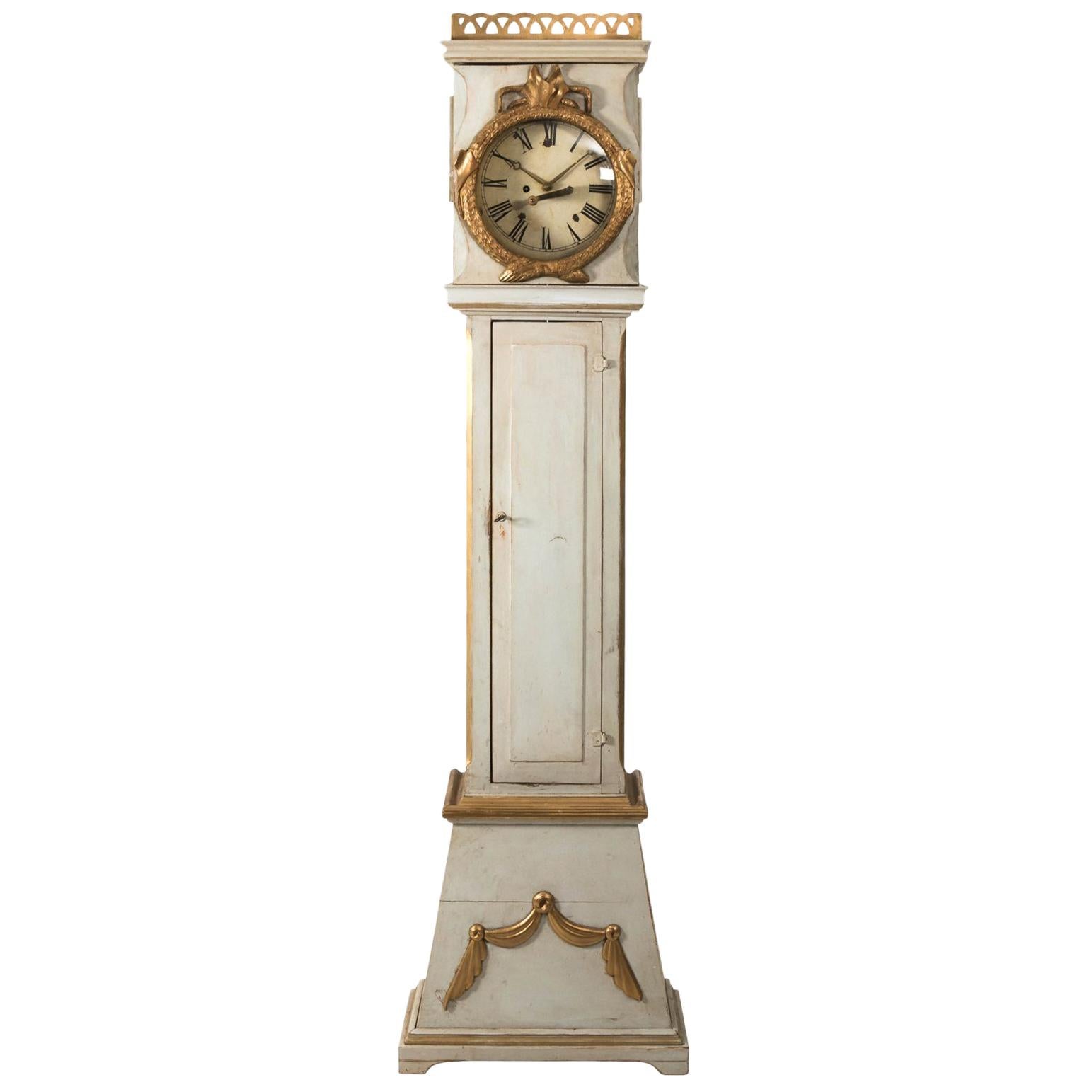 White Painted Grandmother Clock For Sale