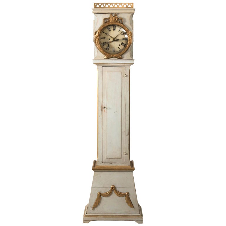White Painted Grandmother Clock For Sale at 1stDibs