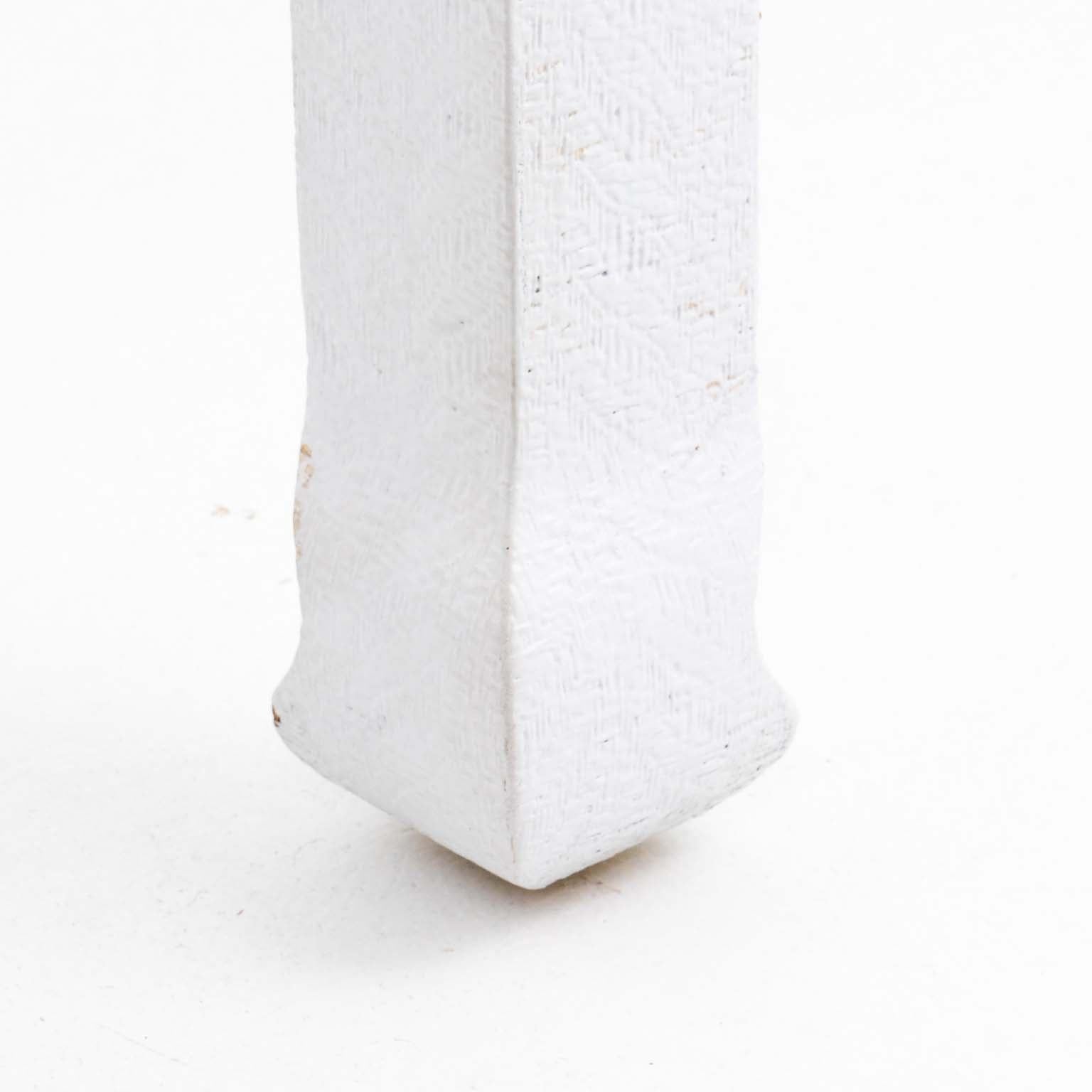 White Painted Grass Cloth Console Table For Sale 3