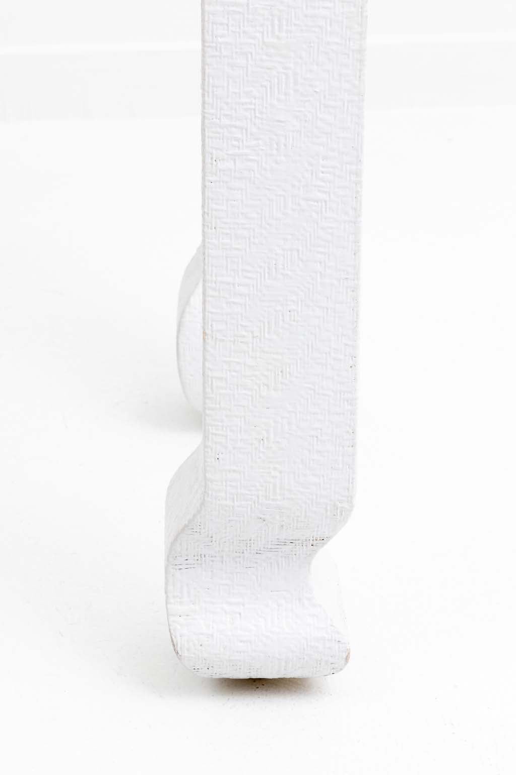 White Painted Grass Cloth Console Table For Sale 4