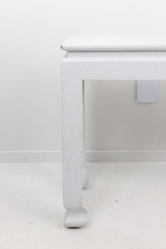 White Painted Grass Cloth Console Table
