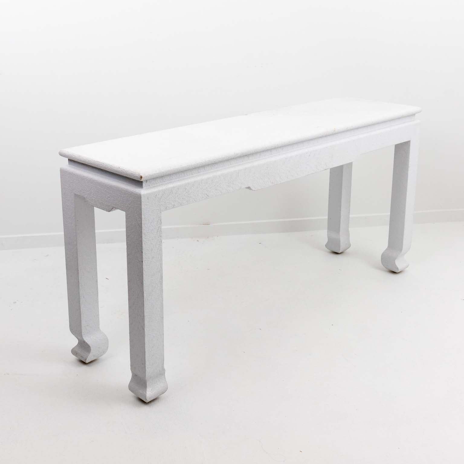 20th Century White Painted Grass Cloth Console Table For Sale