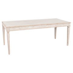 Mesa de comedor pintada de blanco Mesa de escritorio Gustaviana, Suecia circa 1890