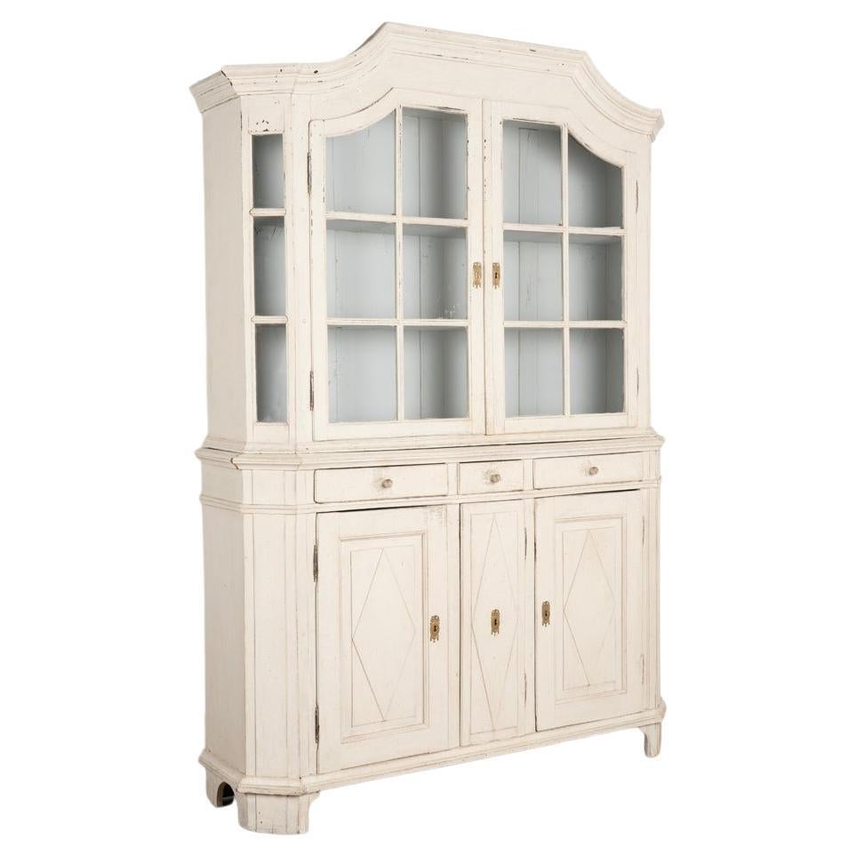 White Painted Gustavian Display Cabinet, Sweden circa 1840-60