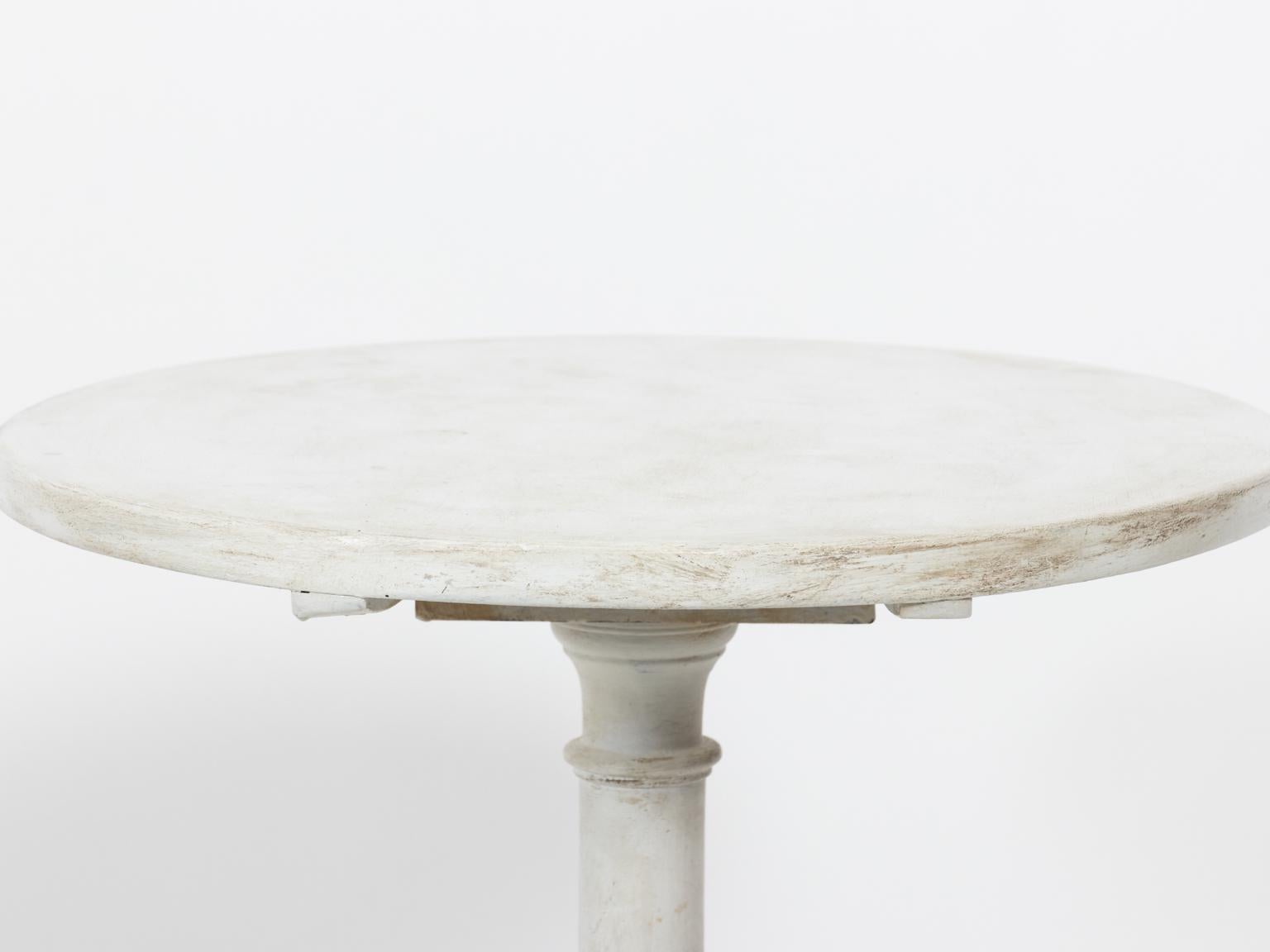 Wood White Painted Gustavian Oval Tilt-Top Table, circa 1930s