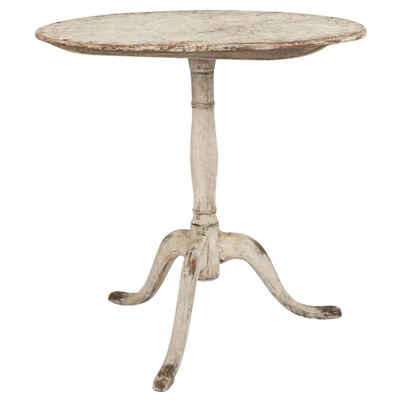 White-Painted Gustavian Round Side Table