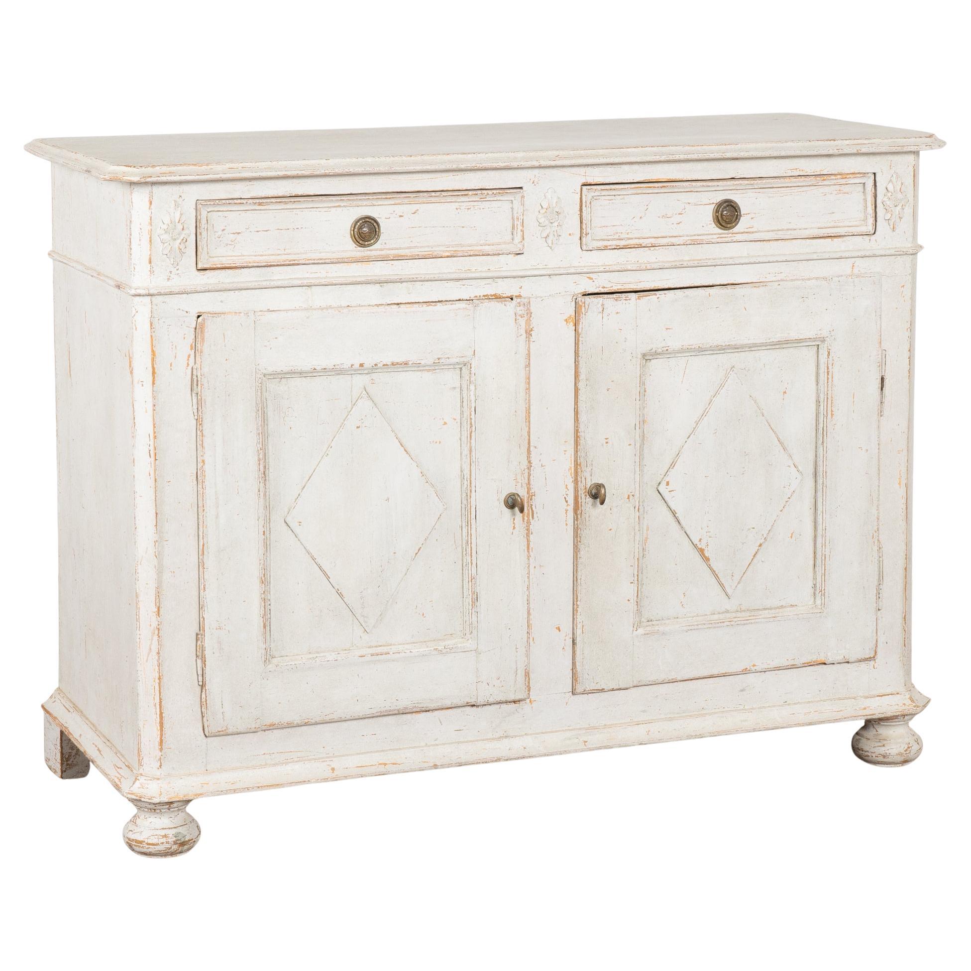 White Painted Gustavian Sideboard Buffet, Sweden circa 1840