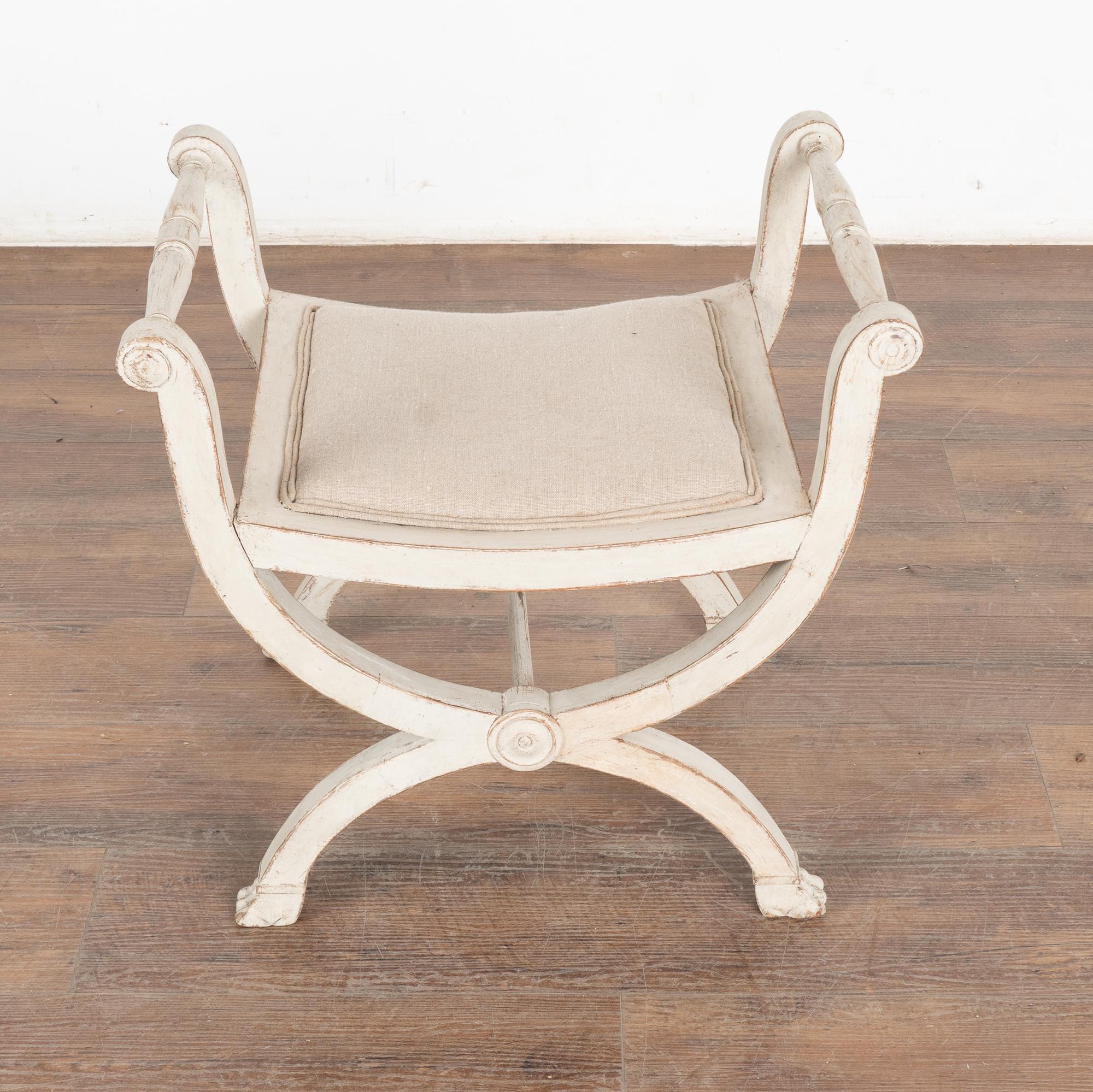 Swedish White Painted Gustavian Stool, Sweden circa 1820-40 For Sale