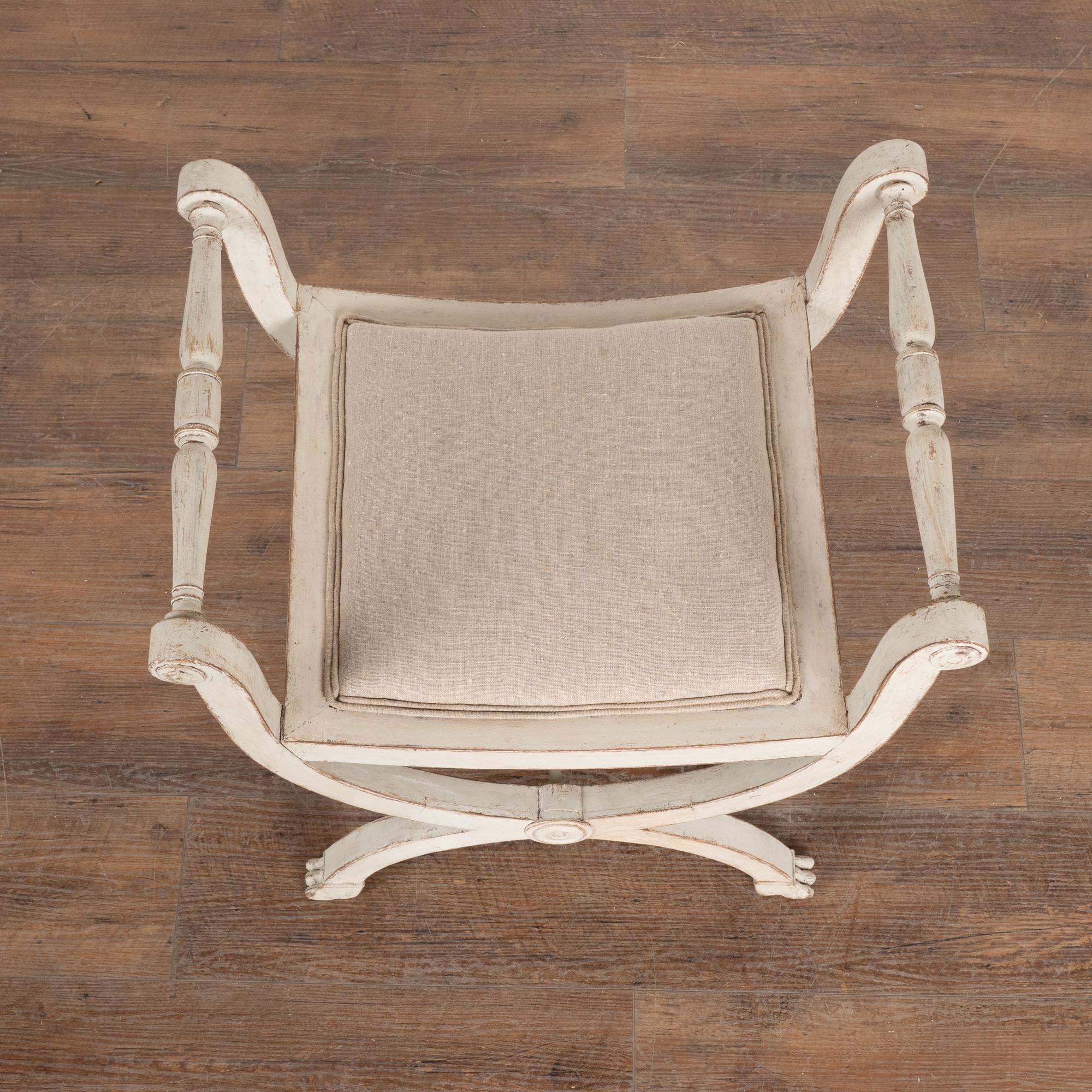 19th Century White Painted Gustavian Stool, Sweden circa 1820-40 For Sale