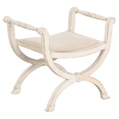 White Painted Gustavian Stool, Sweden circa 1820-40
