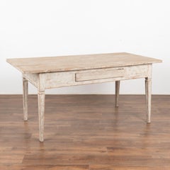 White Painted Gustavian Style Table Writing Desk With One Drawer, circa 1860-80
