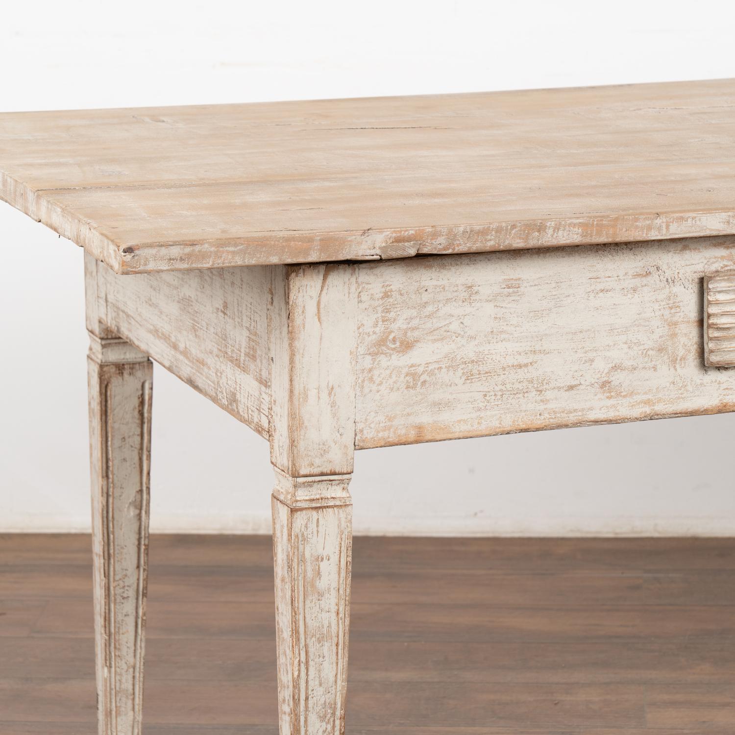 Wood White Painted Gustavian Style Table Writing Desk With One Drawer, circa 1860-80 For Sale