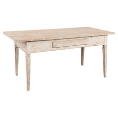 Used White Painted Gustavian Style Table Writing Desk With One Drawer, circa 1860-80