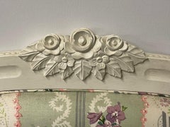 White Painted Headboard, Full Size, Padded Backrest, Louis XV Style