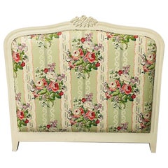 White Painted Headboard, Full Size, Padded Backrest, Louis XV Style