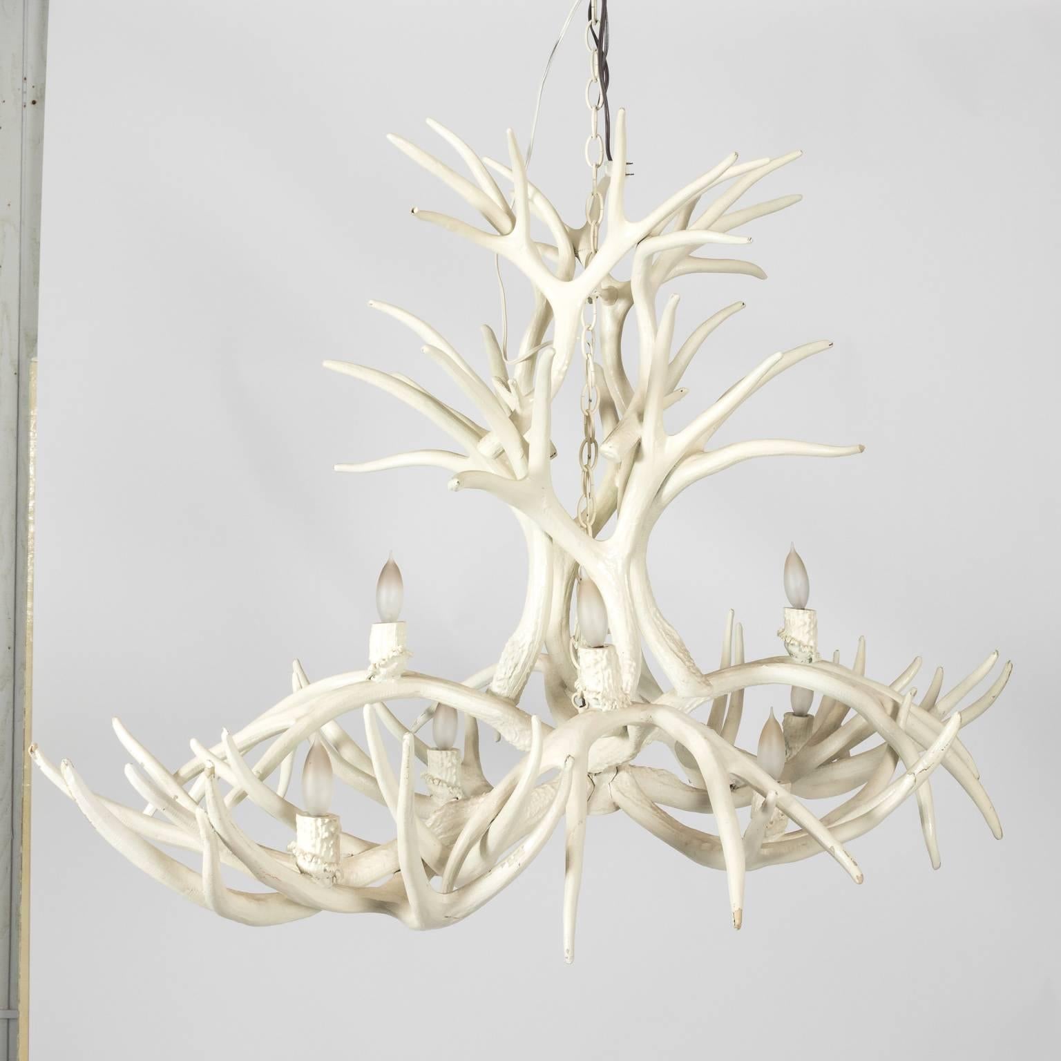 White Painted Horn Chandelier 2
