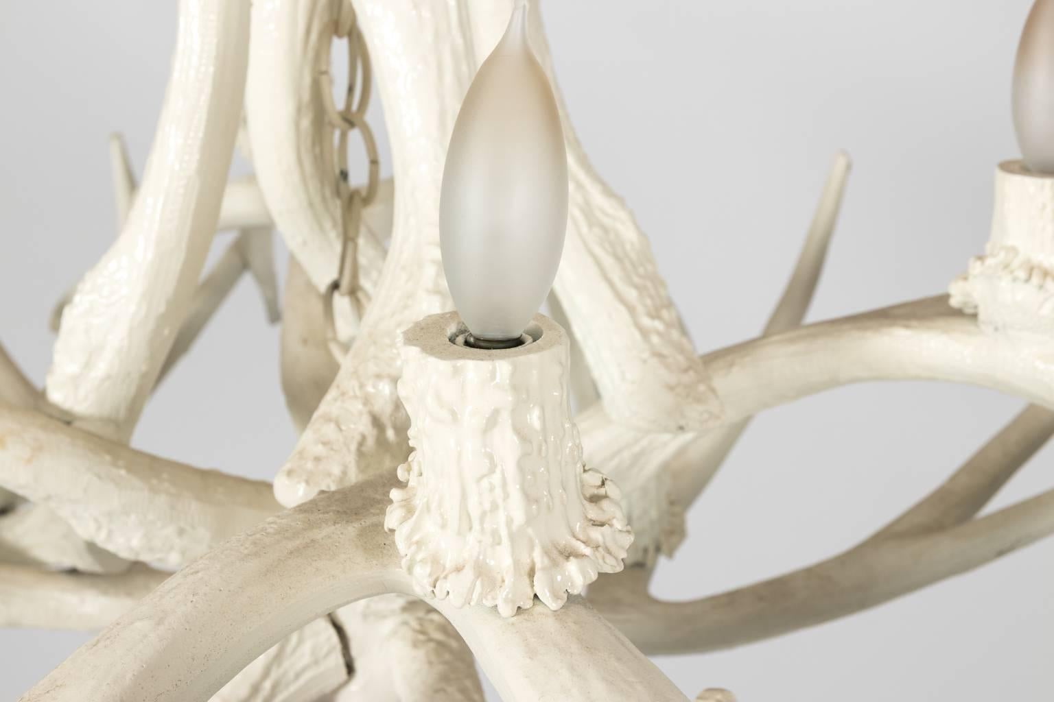 White Painted Horn Chandelier 5