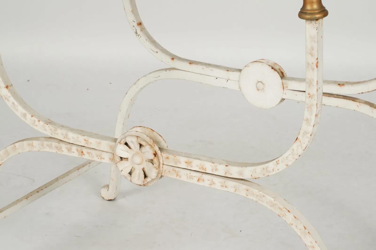 White Painted Iron and Brass Curule Chair Frame For Sale 2