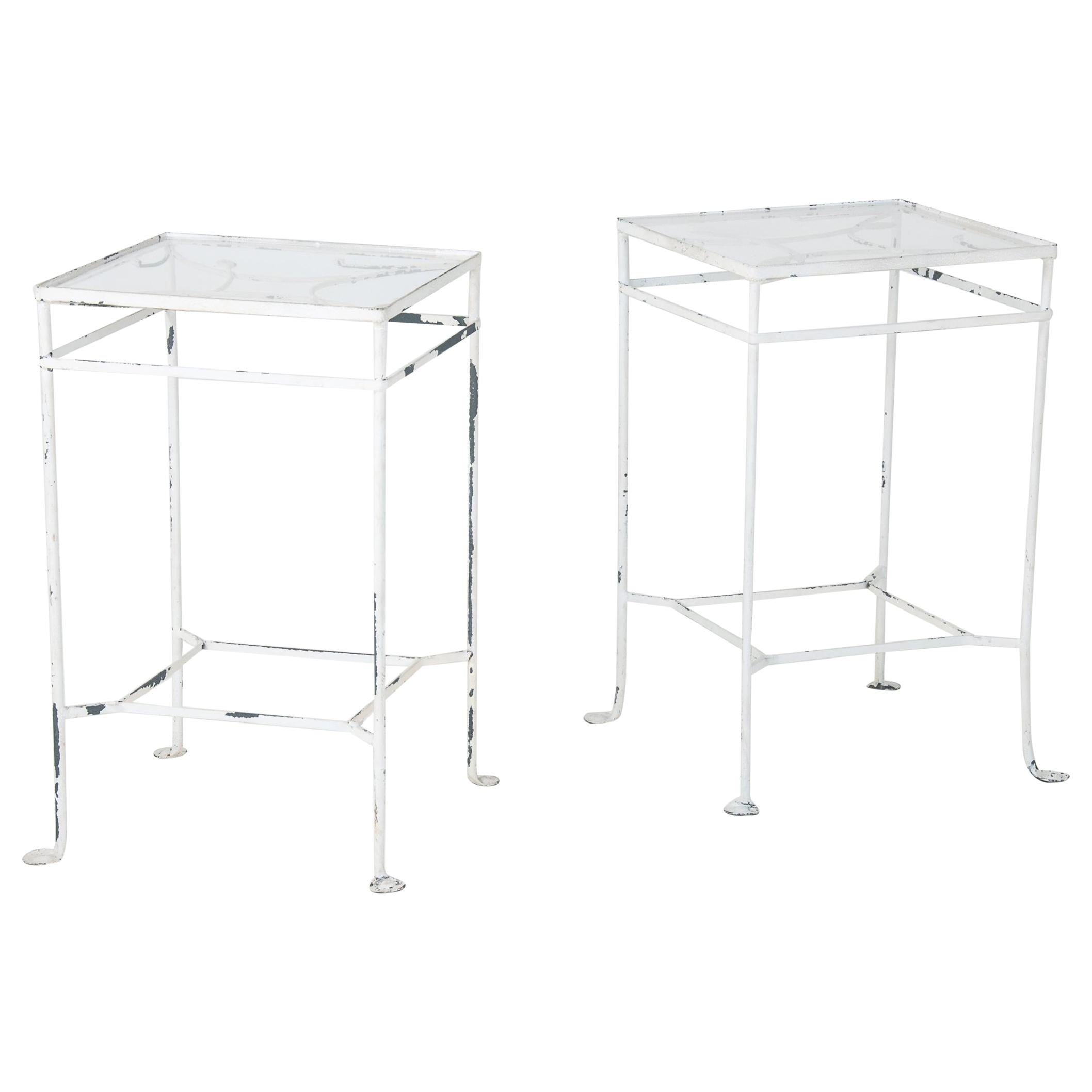 White Painted Iron Outdoor Side Tables