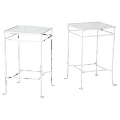 Vintage White Painted Iron Outdoor Side Tables