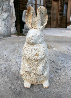 White Painted Iron Rabbit Sculpture for Garden