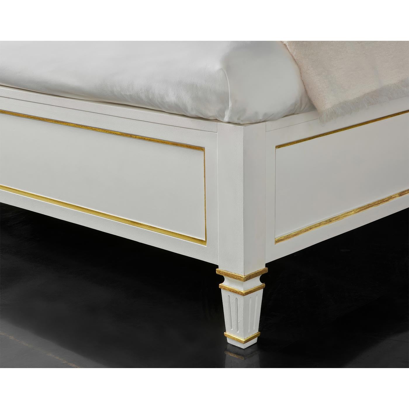 Vietnamese White Painted King Platform Bed For Sale
