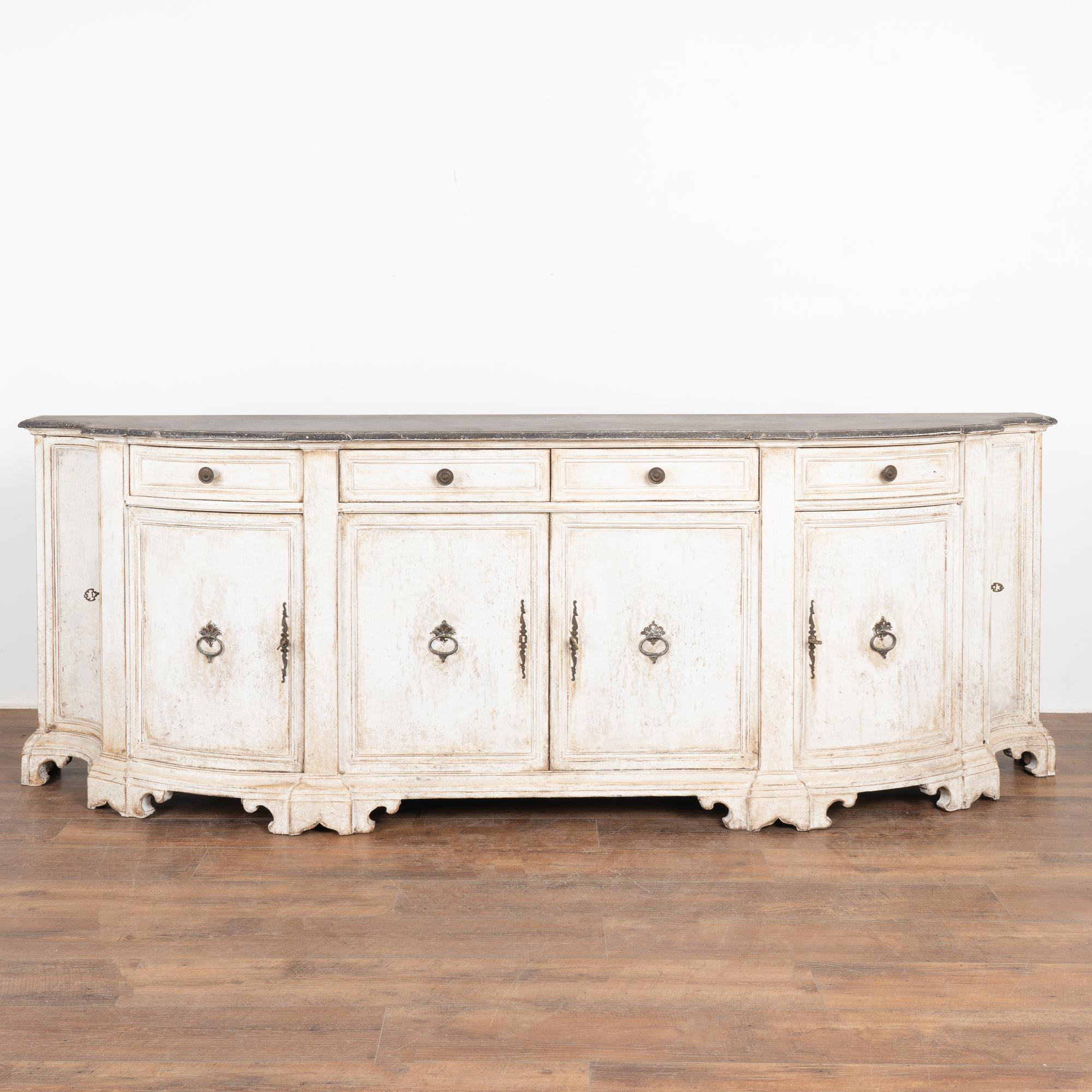 Renaissance White Painted Large Italian Buffet Sideboard, circa 1960 For Sale