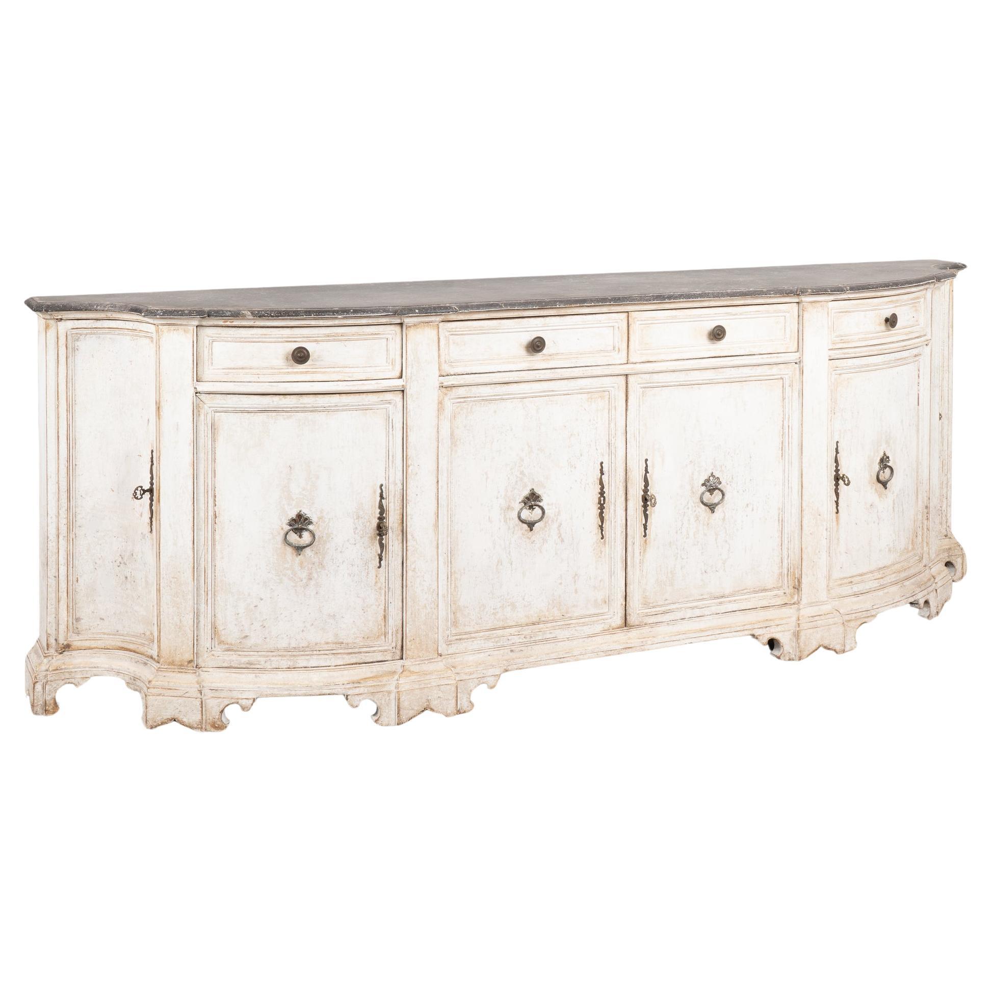 White Painted Large Italian Buffet Sideboard, circa 1960 For Sale